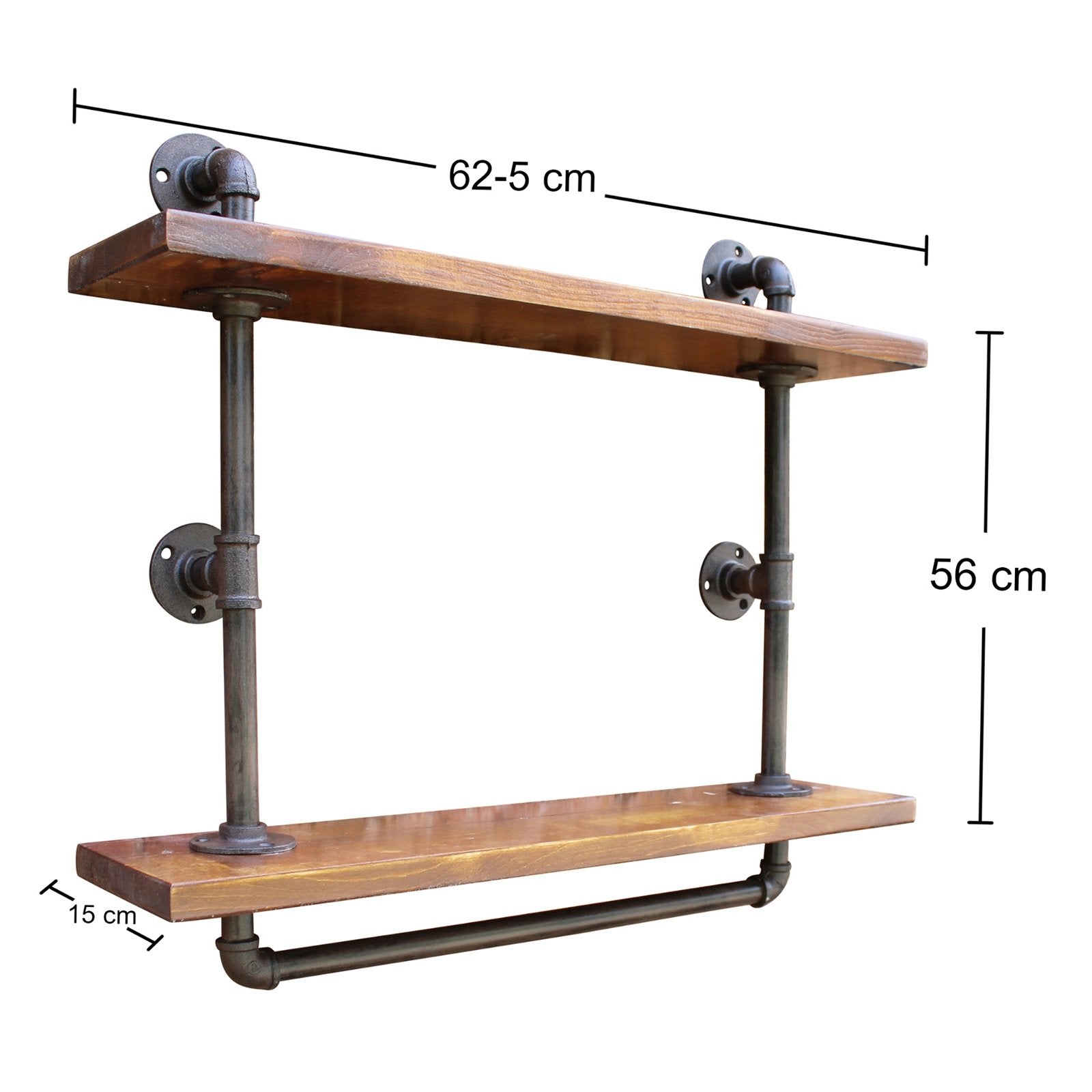 Industrial Pipe Wall Shelf with 2 Shelves-3