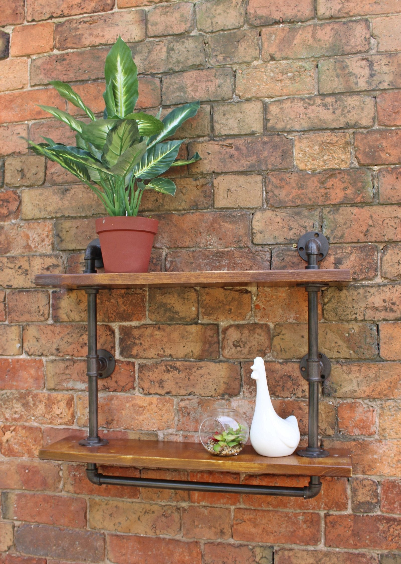 Industrial Pipe Wall Shelf with 2 Shelves-0