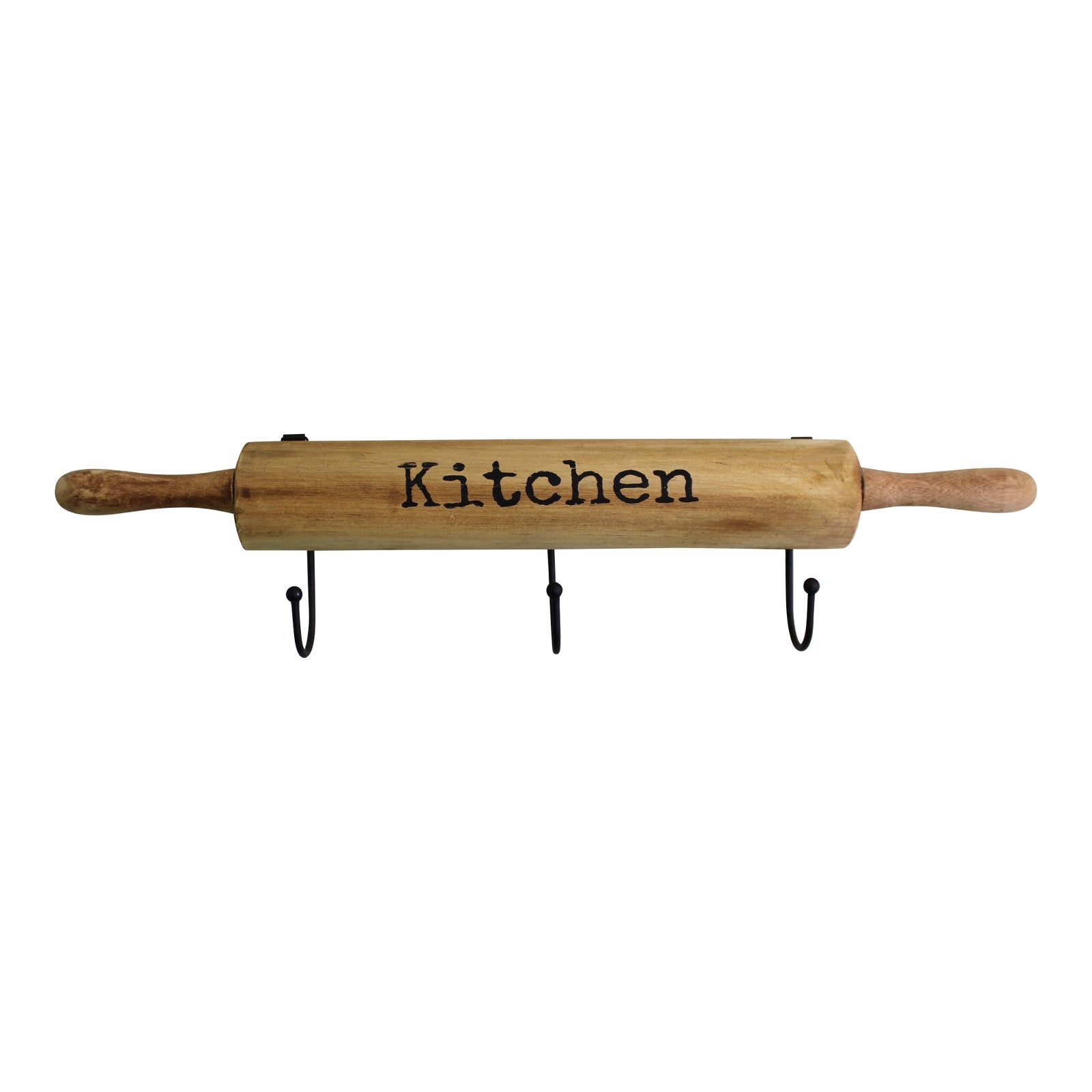 Kitchen Wall Hooks, 4 Hooks with a Rolling Pin Design-1