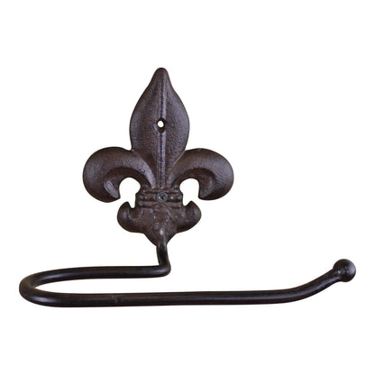 Cast Iron Rustic Toilet Roll Holder, Fleur de Lis-1