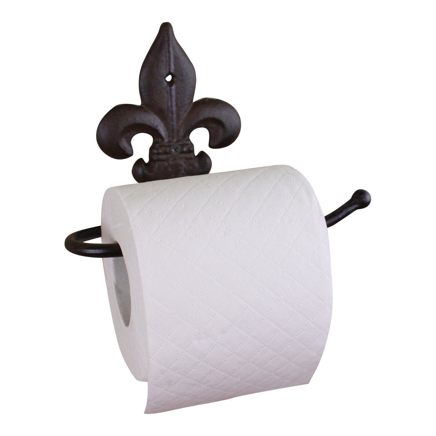 Cast Iron Rustic Toilet Roll Holder, Fleur de Lis-0