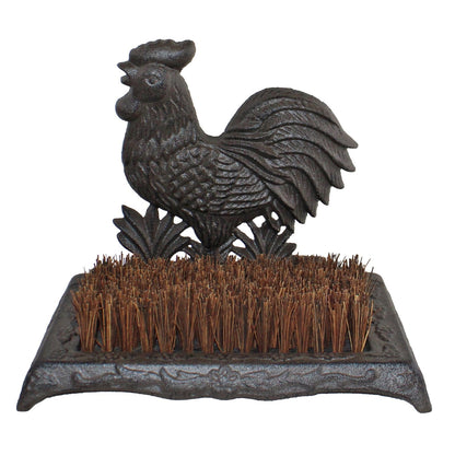 Cast Iron Garden Boot Brush, Cockerel Design-0