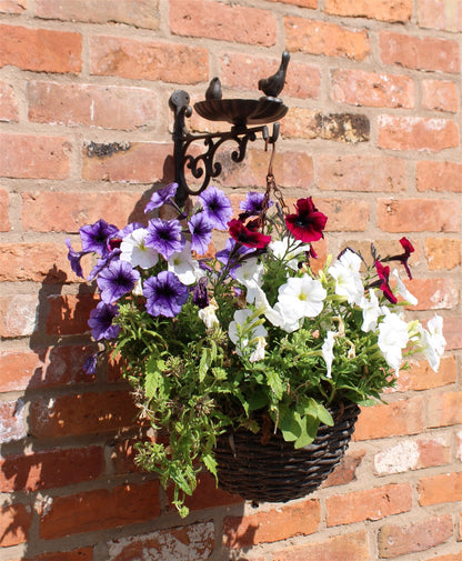 Cast Iron Hanging Basket Wall Bracket With Bird Feeder-2