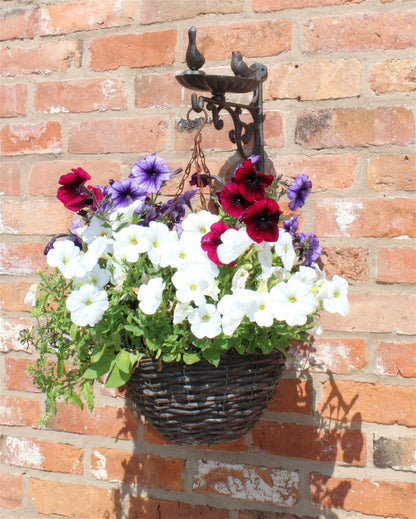 Cast Iron Hanging Basket Wall Bracket With Bird Feeder-3