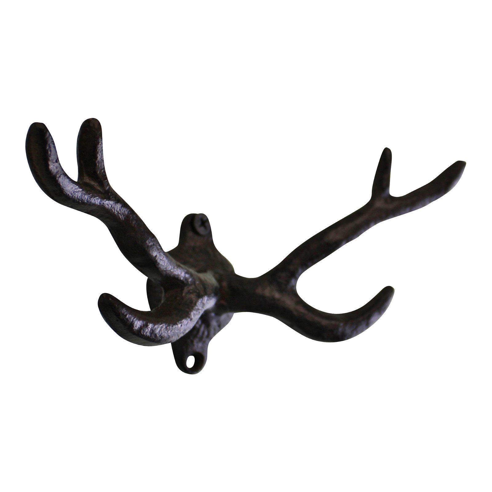 Rustic Cast Iron Wall Hooks, Stag Antlers, Small-1