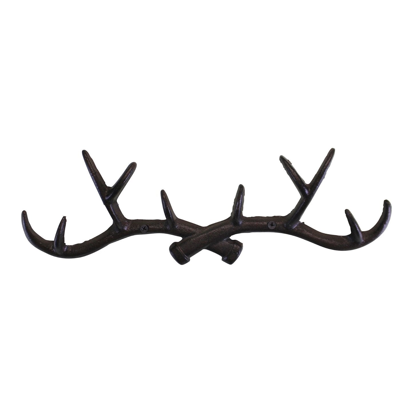 Rustic Cast Iron Wall Hooks, Stag Antlers, Large-0