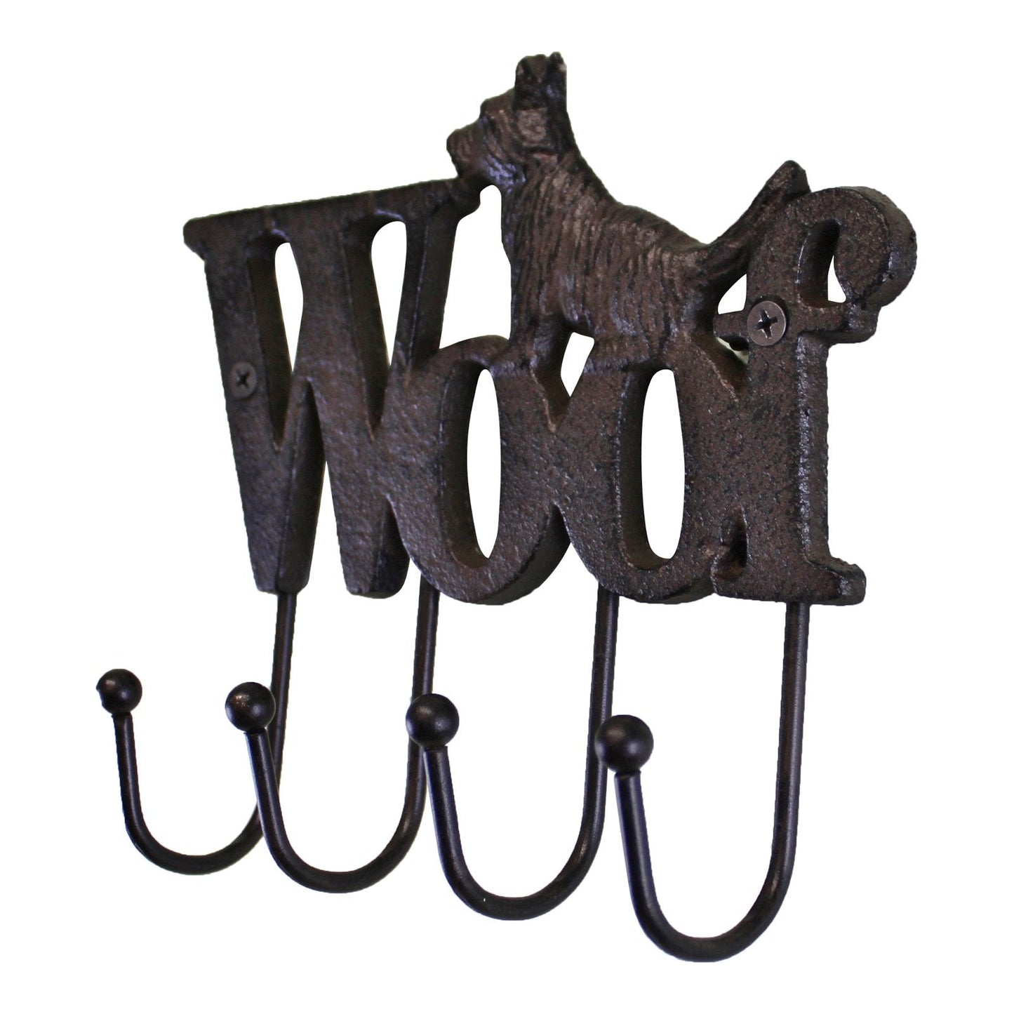 Rustic Cast Iron Wall Hooks, Dog Design With 4 Hooks-1