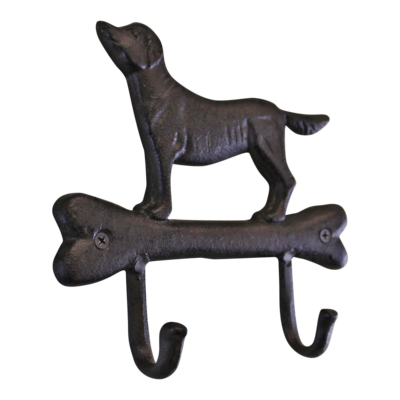 Rustic Cast Iron Wall Hooks, Gun Dog Design With 2 Hooks-1