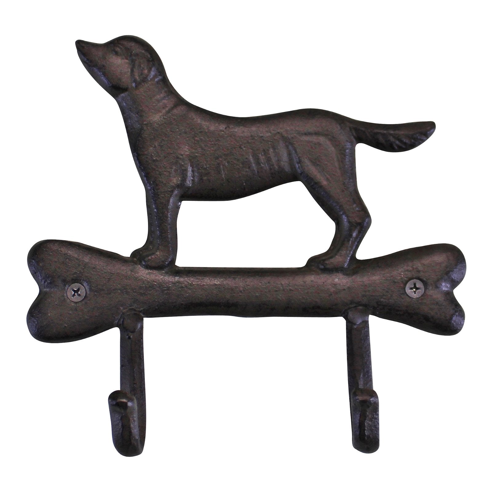 Rustic Cast Iron Wall Hooks, Gun Dog Design With 2 Hooks-0