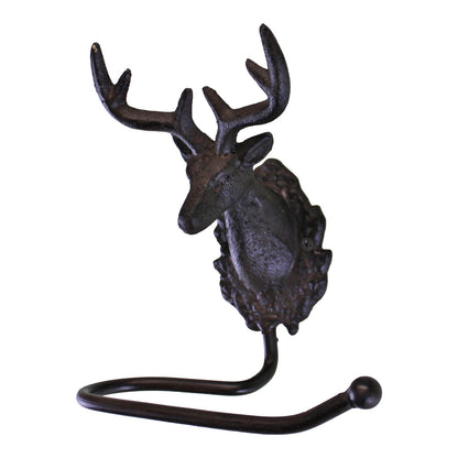 Cast Iron Rustic Toilet Roll Holder, Stag Head Design-1