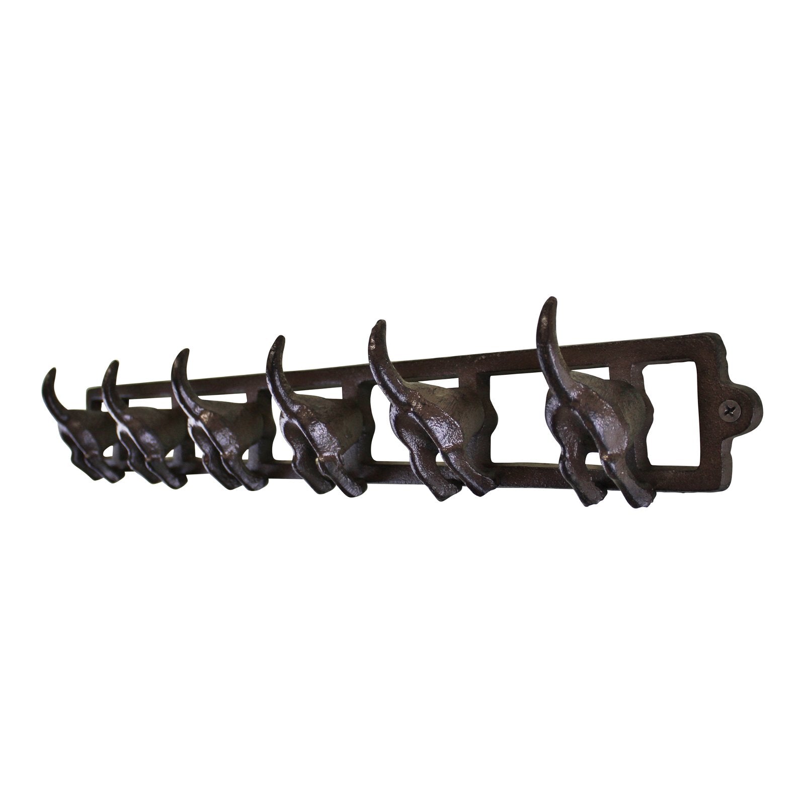 Rustic Cast Iron Wall Hooks, Dog Tail Design With 6 Hooks-1