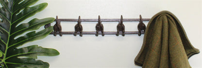 Rustic Cast Iron Wall Hooks, Dog Tail Design With 6 Hooks-2