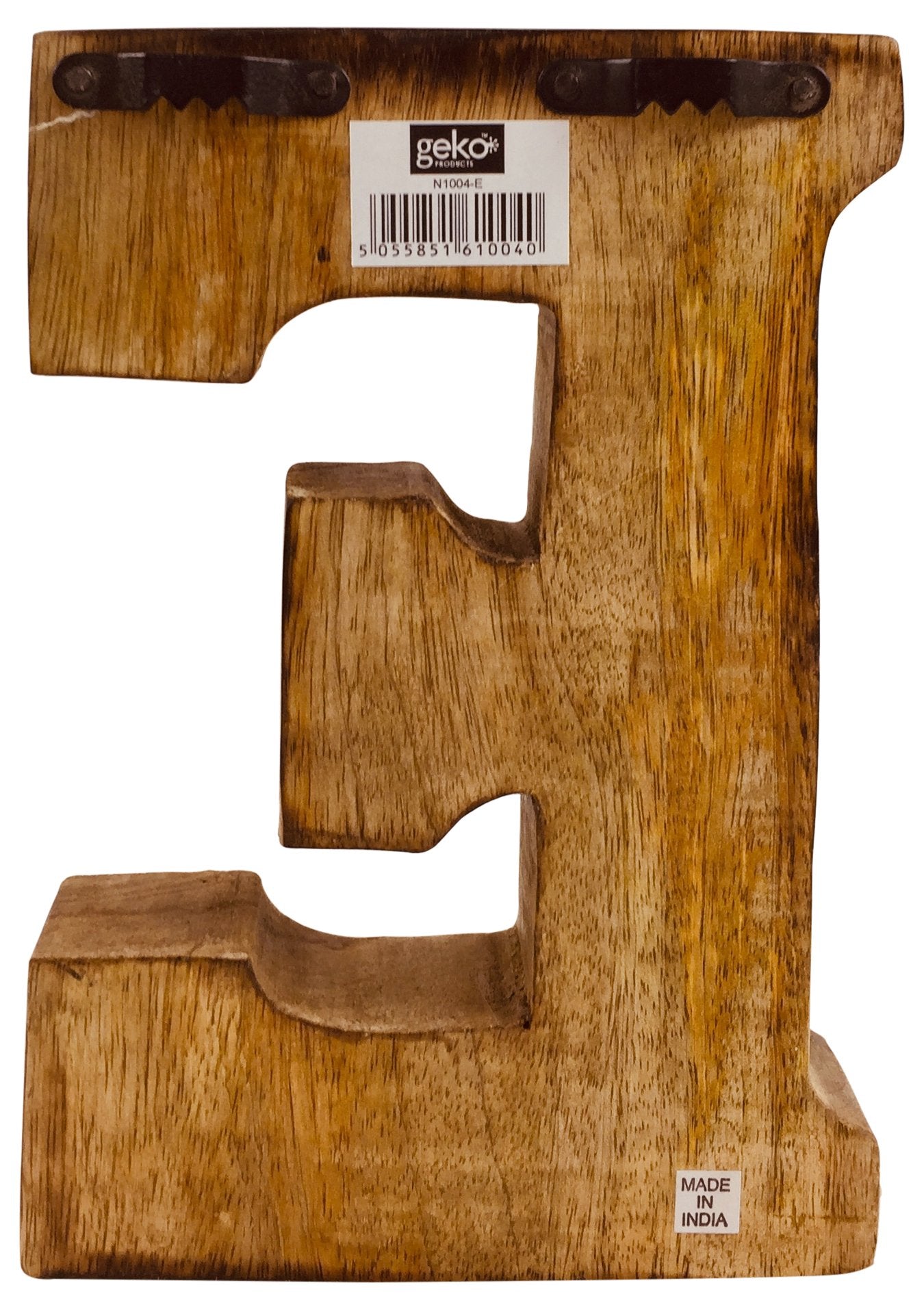 Hand Carved Wooden Geometric Letter E-1