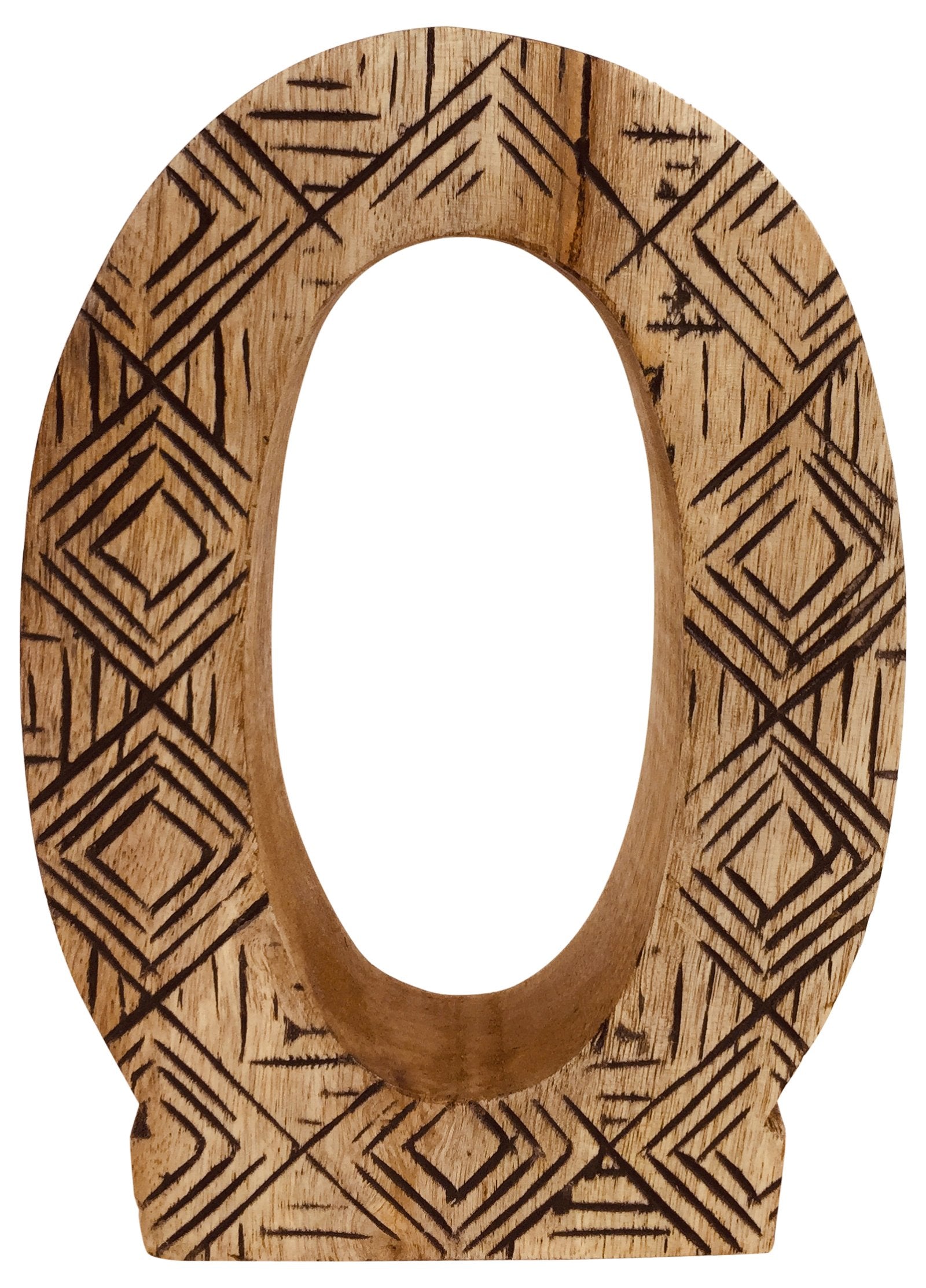 Hand Carved Wooden Geometric Letter O-0