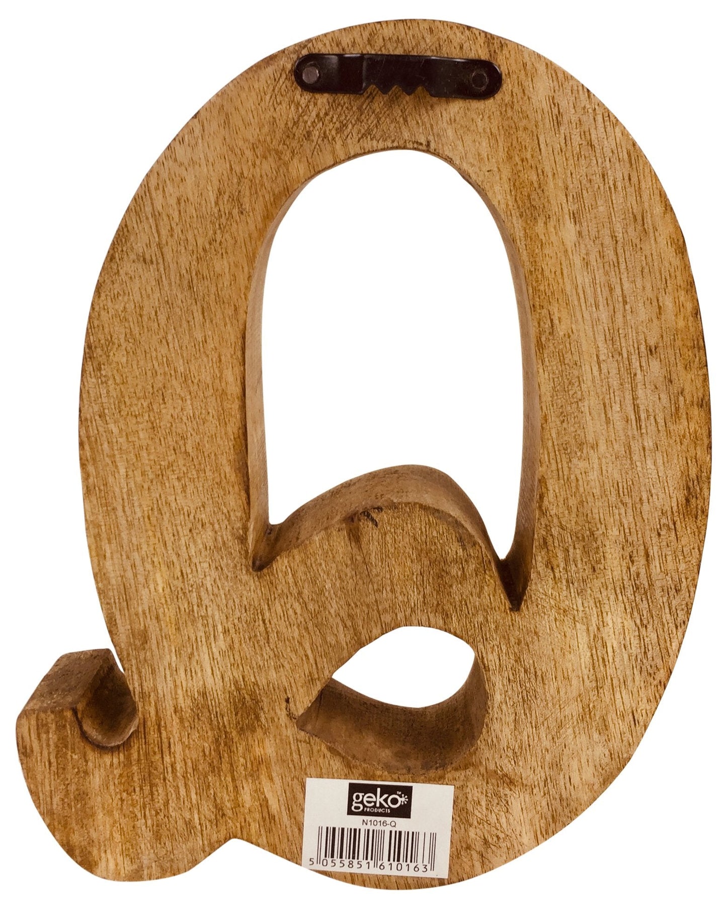 Hand Carved Wooden Geometric Letter Q-1