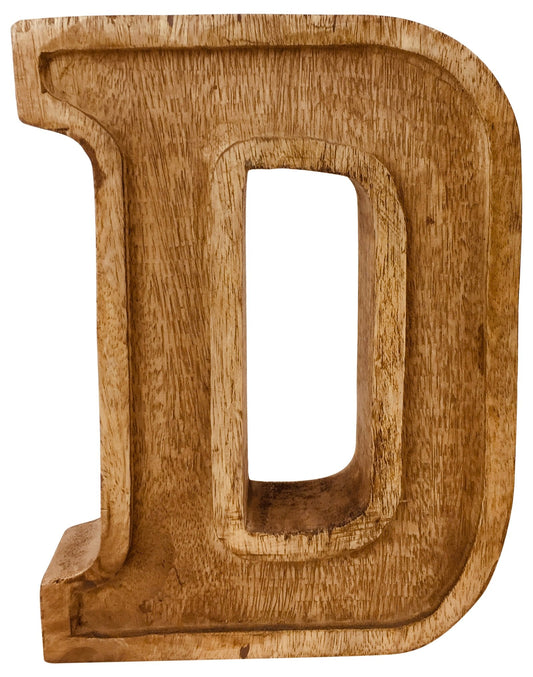 Hand Carved Wooden Embossed Letter D-0