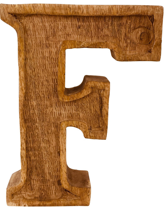 Hand Carved Wooden Embossed Letter F-0