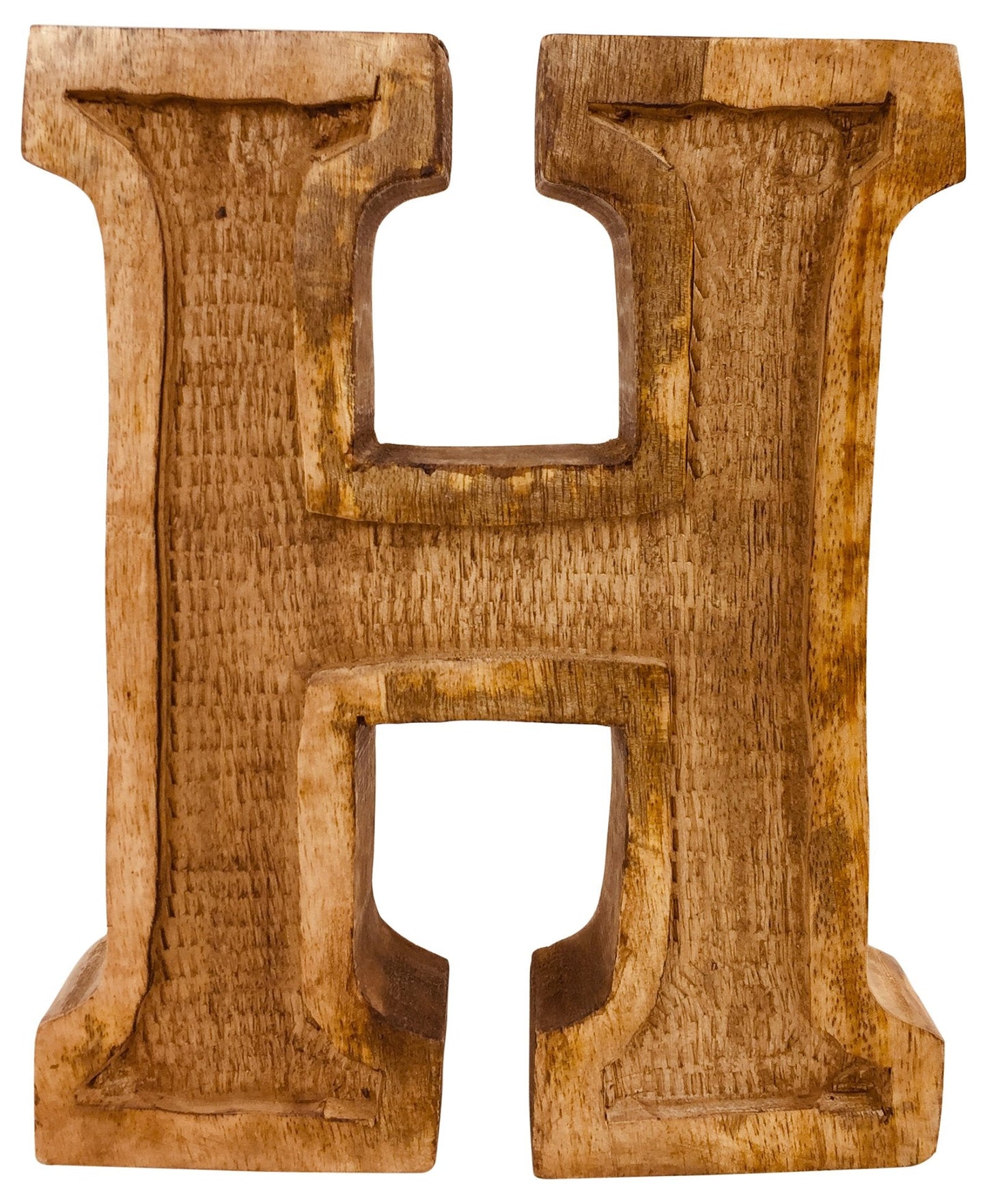 Hand Carved Wooden Embossed Letter H-0