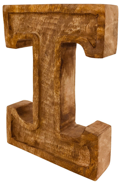 Hand Carved Wooden Embossed Letter I-2