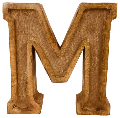 Hand Carved Wooden Embossed Letter M-0