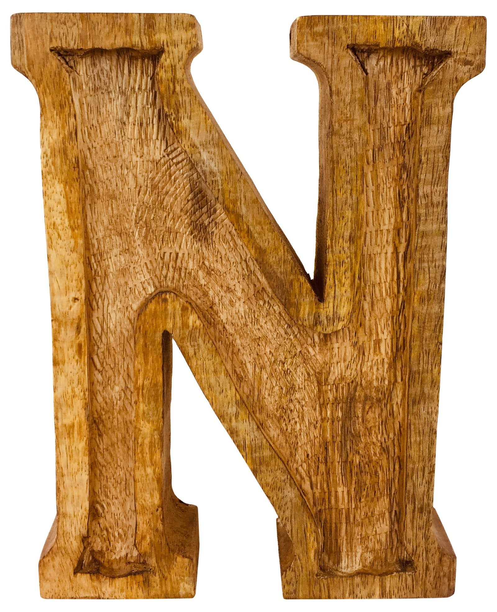 Hand Carved Wooden Embossed Letter N-0