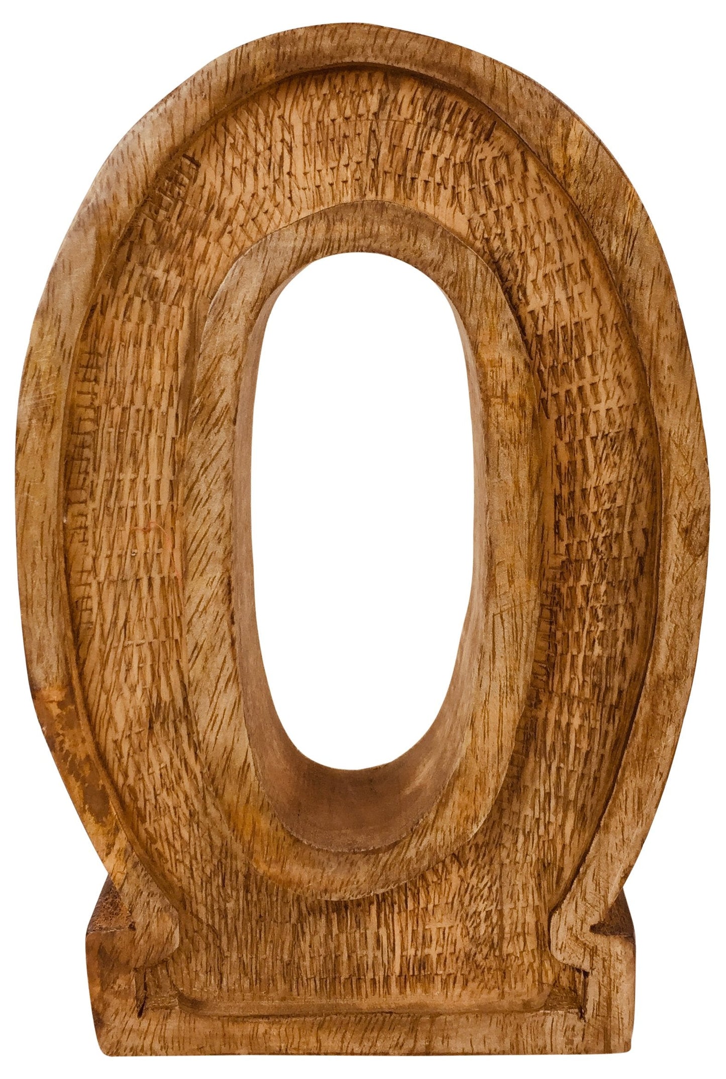 Hand Carved Wooden Embossed Letter O-0