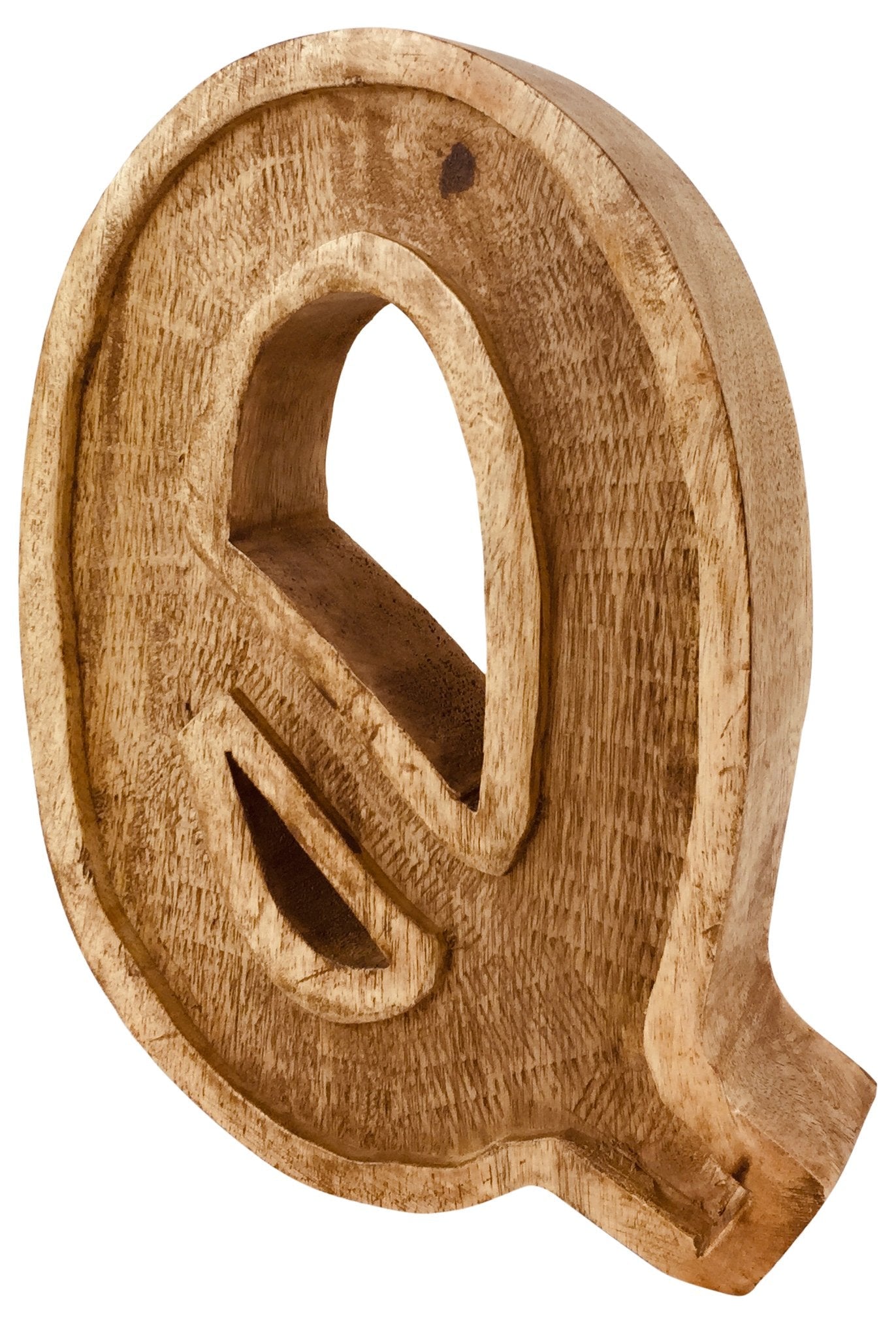 Hand Carved Wooden Embossed Letter Q-2