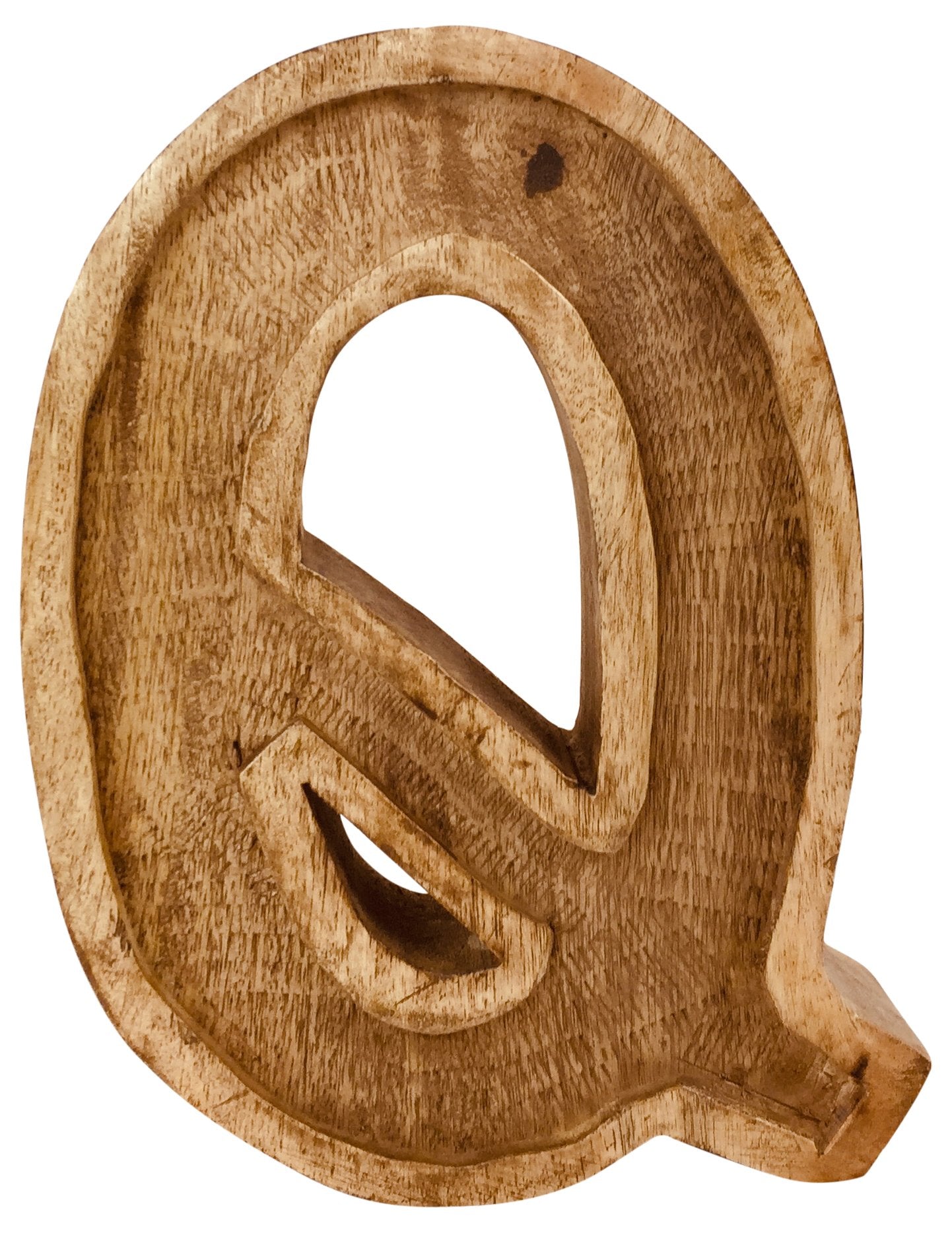 Hand Carved Wooden Embossed Letter Q-0