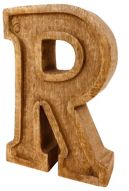 Hand Carved Wooden Embossed Letter R-2