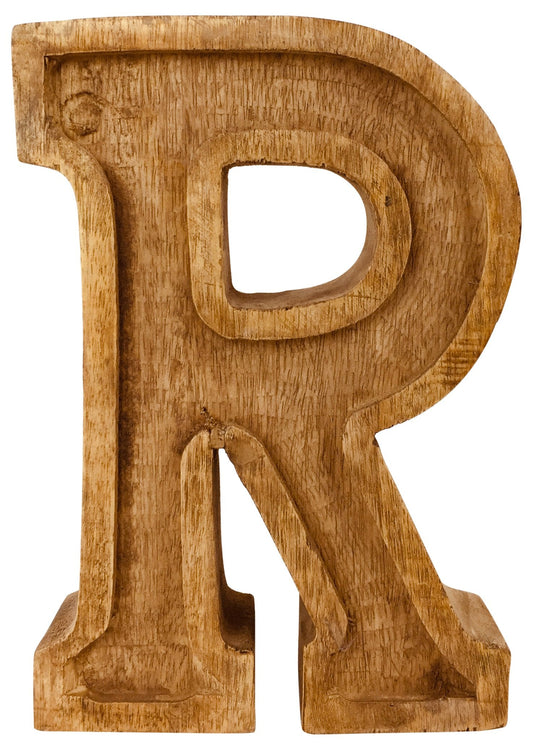 Hand Carved Wooden Embossed Letter R-0