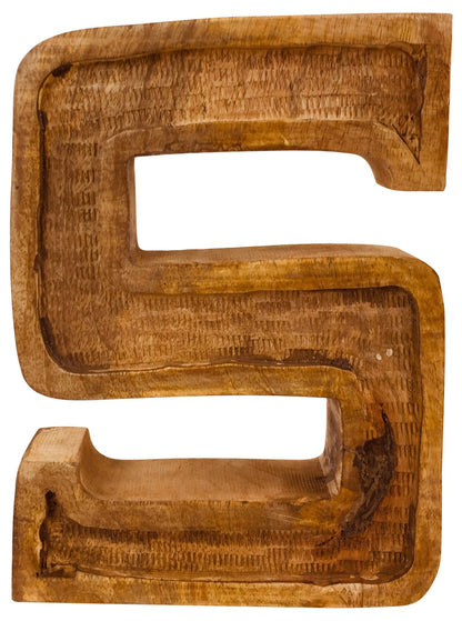 Hand Carved Wooden Embossed Letter S-0