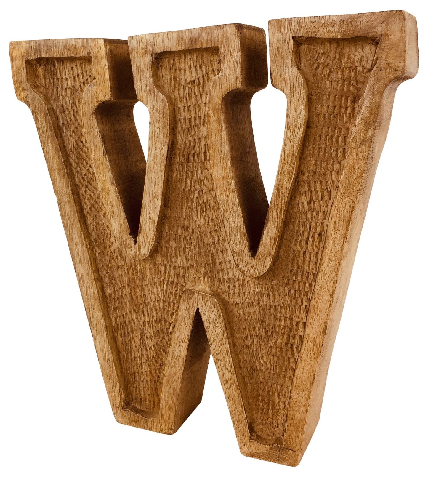 Hand Carved Wooden Embossed Letter W-2