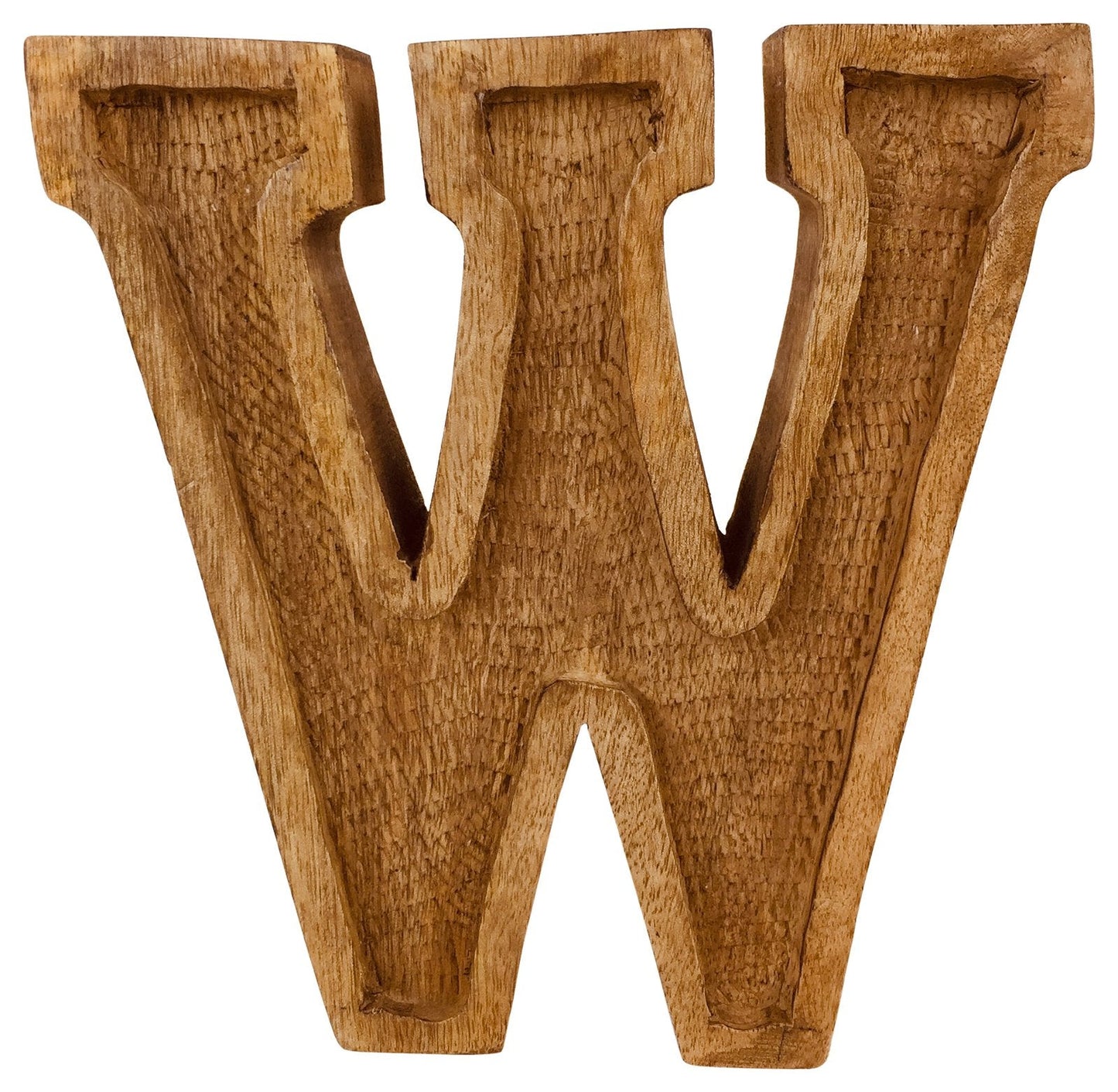 Hand Carved Wooden Embossed Letter W-0