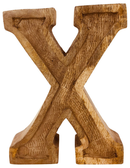 Hand Carved Wooden Embossed Letter X-0