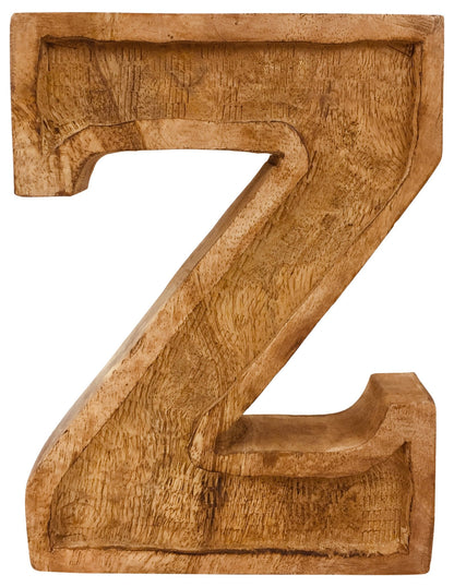 Hand Carved Wooden Embossed Letter Z-0