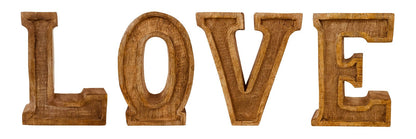 Hand Carved Wooden Embossed Letters Love-0