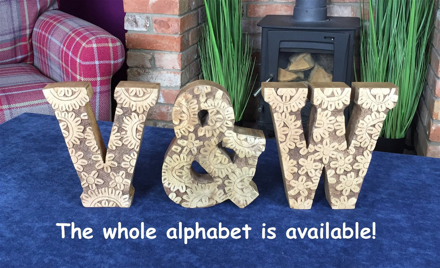 Hand Carved Wooden Flower Letters Boy-3