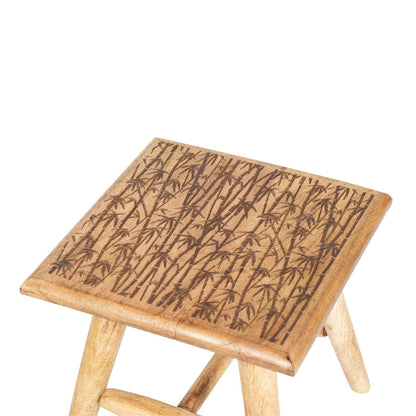 Bamboo Design Wooden Stool 25cm-2