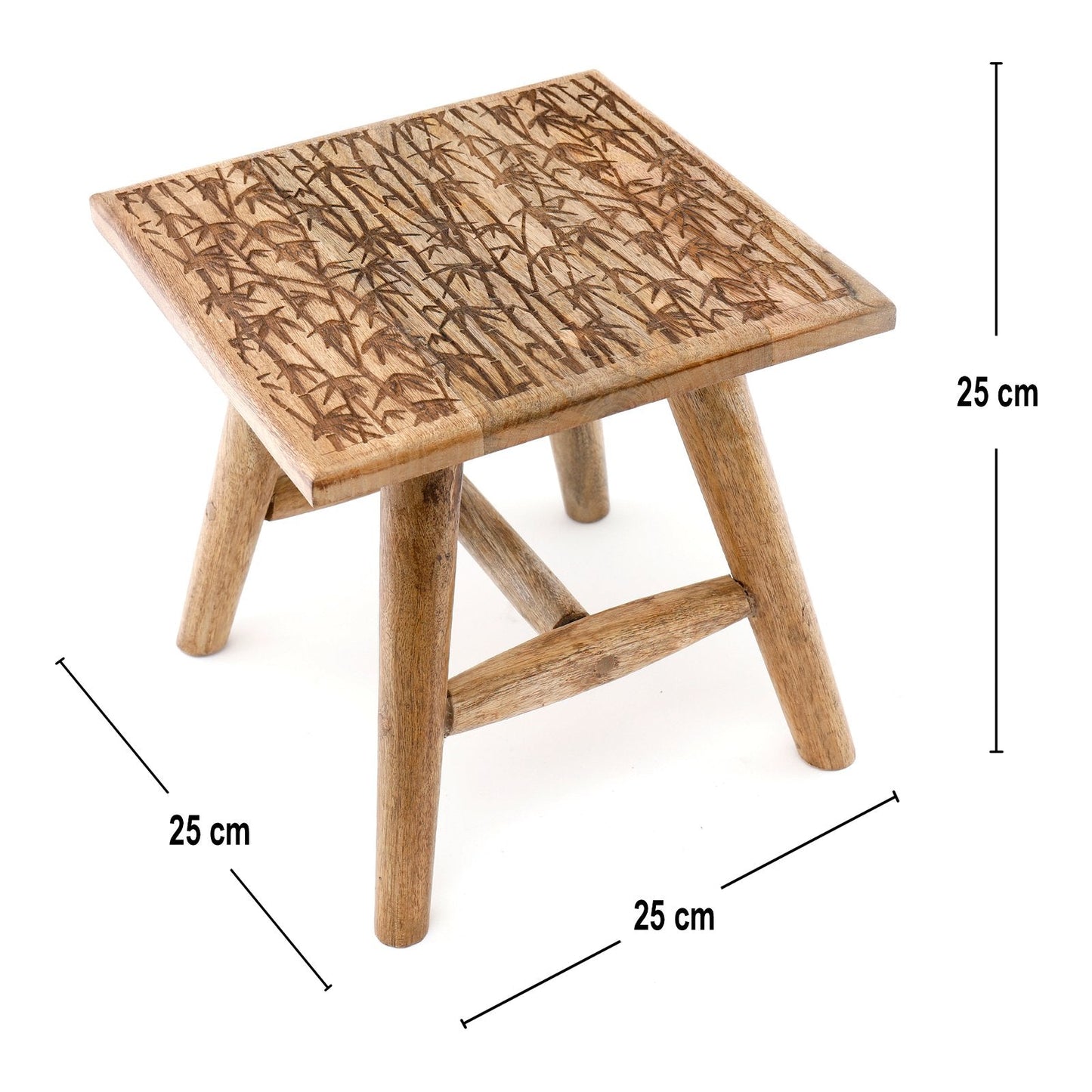 Bamboo Design Wooden Stool 25cm-1