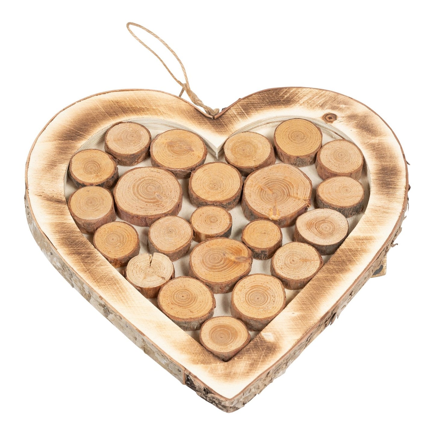 Wooden Hanging Heart With Burnt Effect 28cm-1