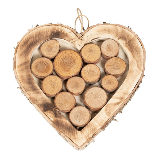 Wooden Hanging Heart With Burnt Effect 28cm-0