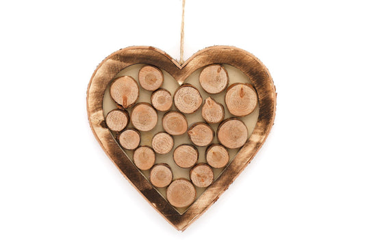 Wooden Hanging Heart With Burnt Effect 33cm-0