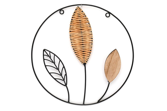 Rattan Leaf Metal Wall Deco 35cm-0