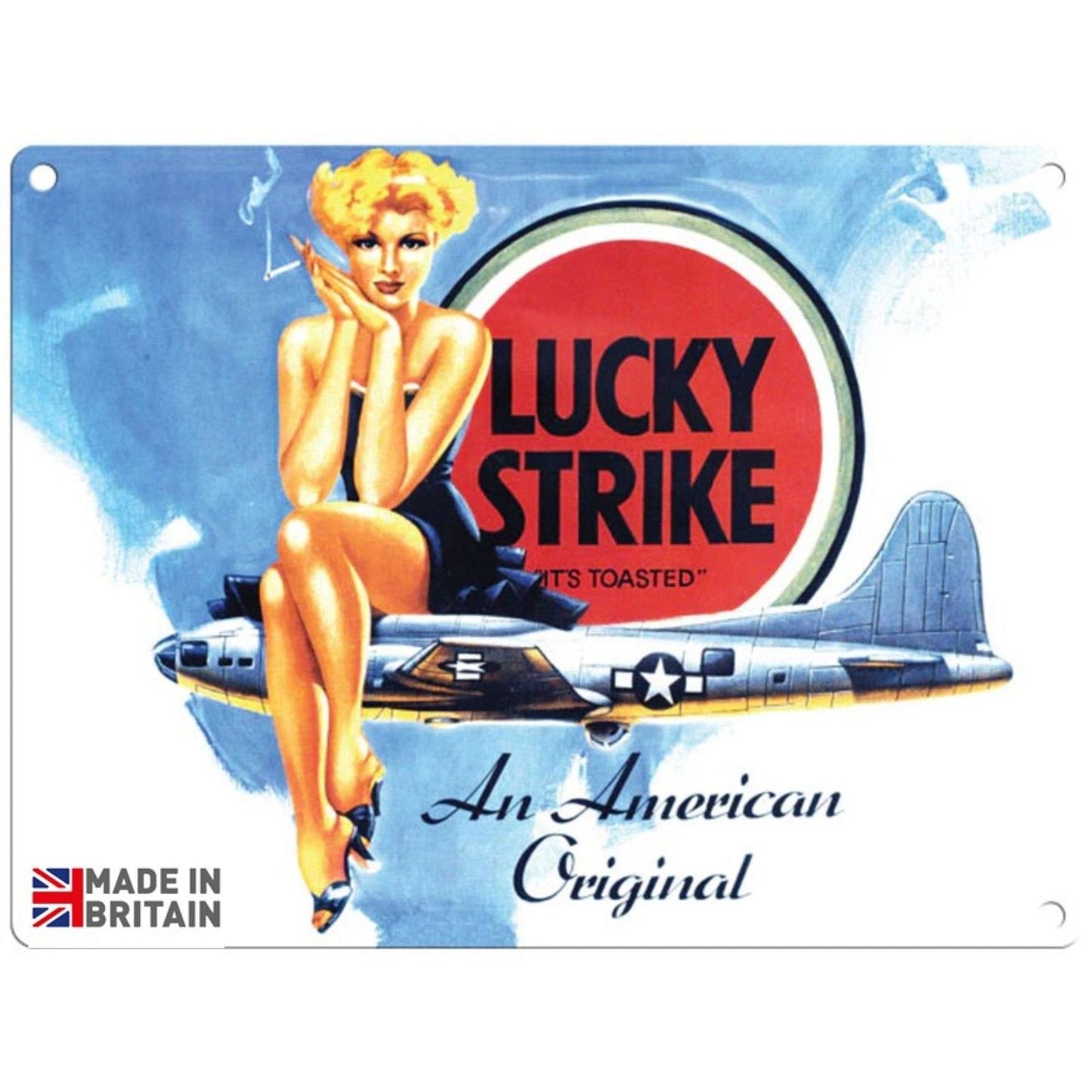 Small Metal Sign 45 x 37.5cm Vintage Retro Lucky Strike Cigarettes-3