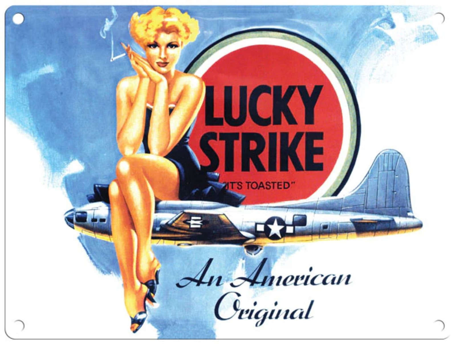 Small Metal Sign 45 x 37.5cm Vintage Retro Lucky Strike Cigarettes-1