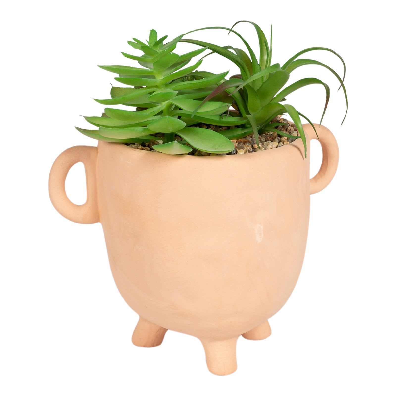 Face Terracotta Pot With Faux Cacti Large-1