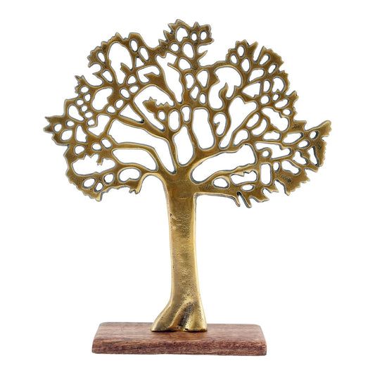 Antique Gold Tree On Wooden Base Medium-0