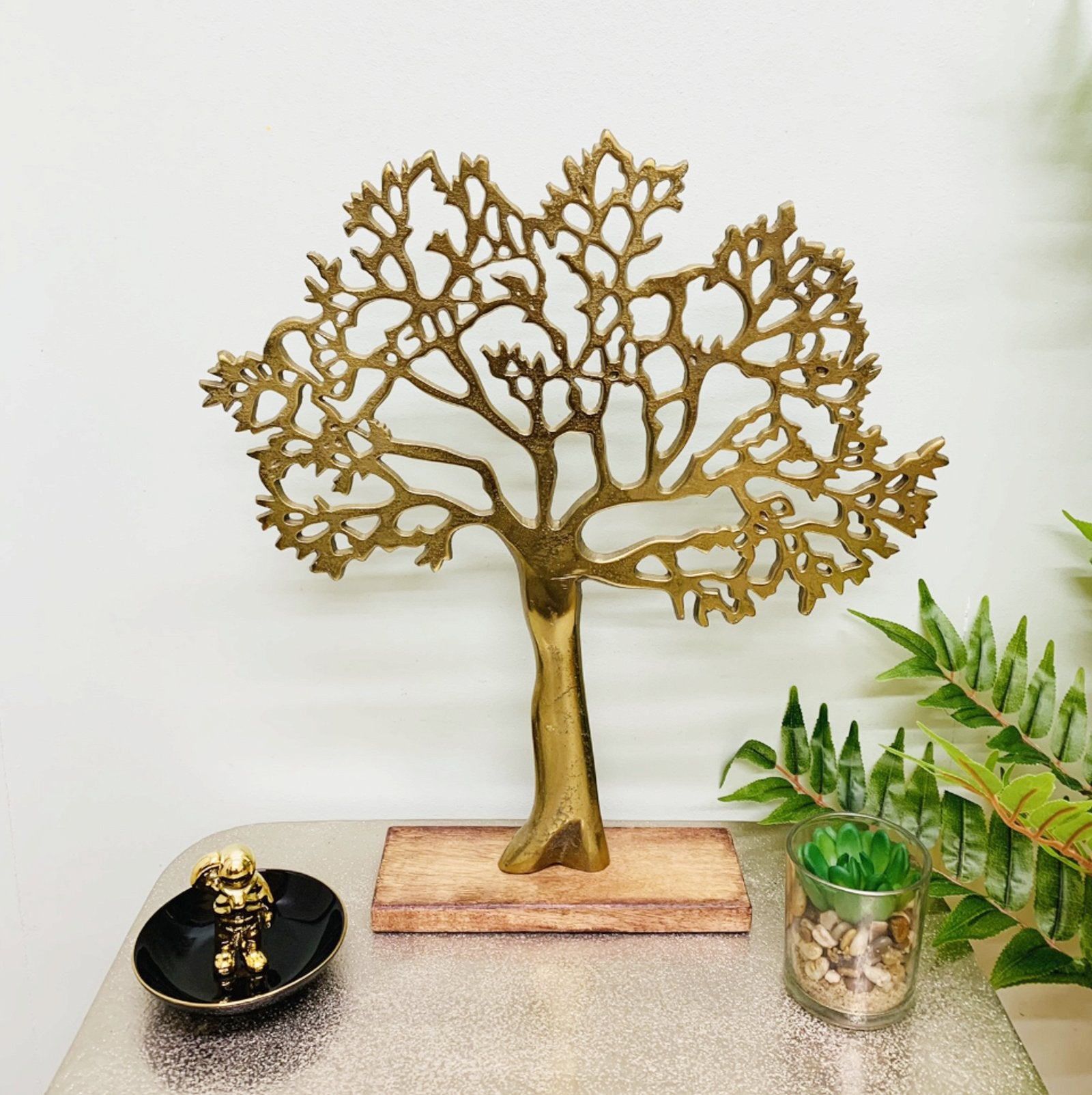 Antique Gold Tree On Wooden Base Large-1