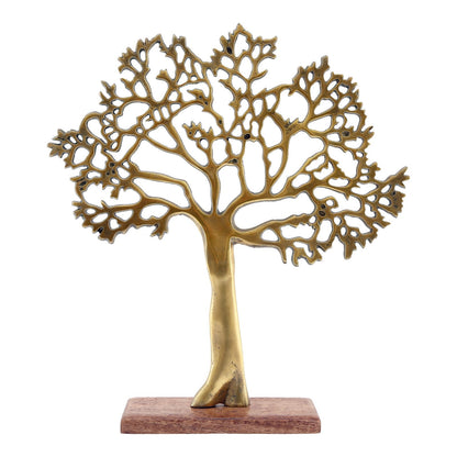 Antique Gold Tree On Wooden Base Large-0