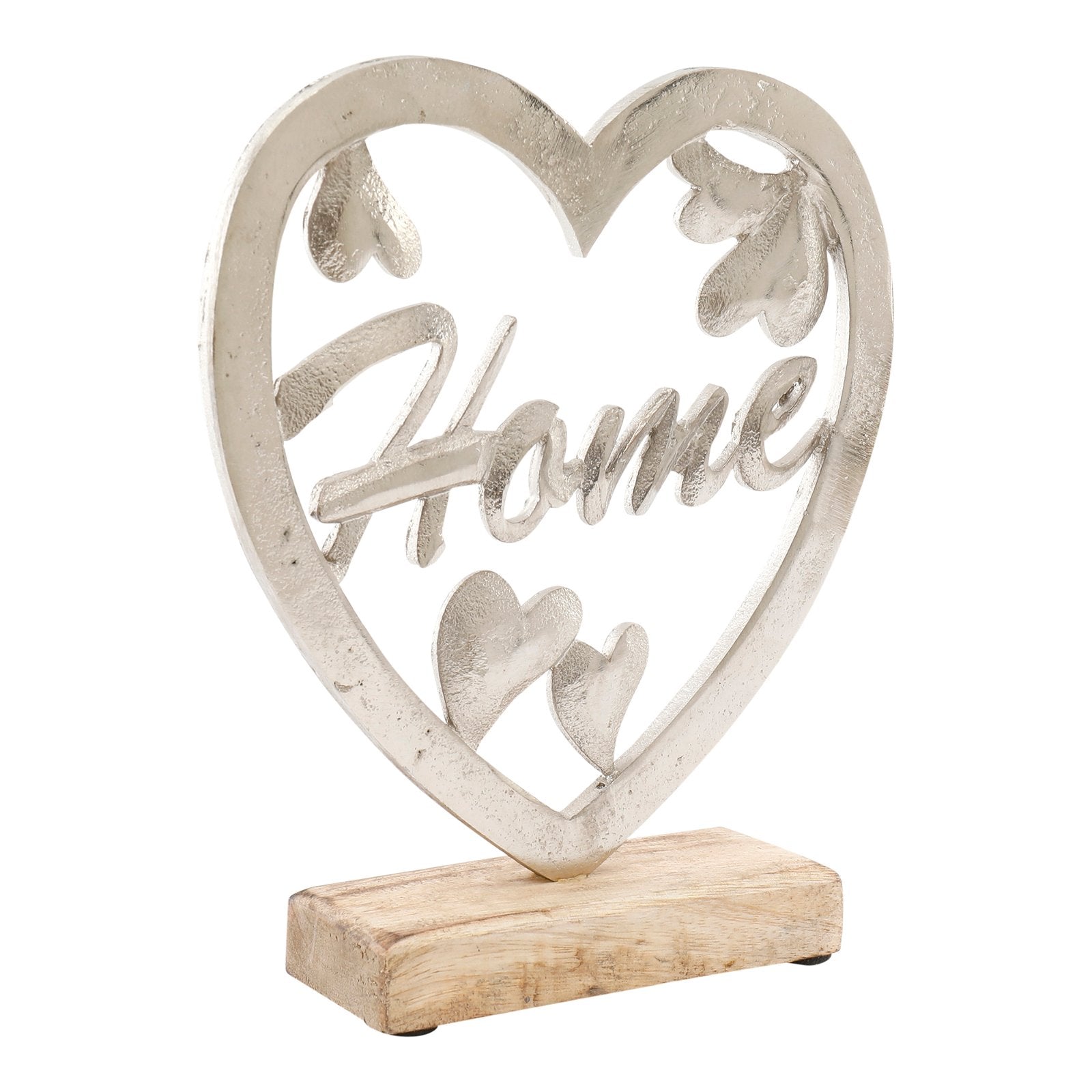 Silver Heart on Wooden Base 17cm-0